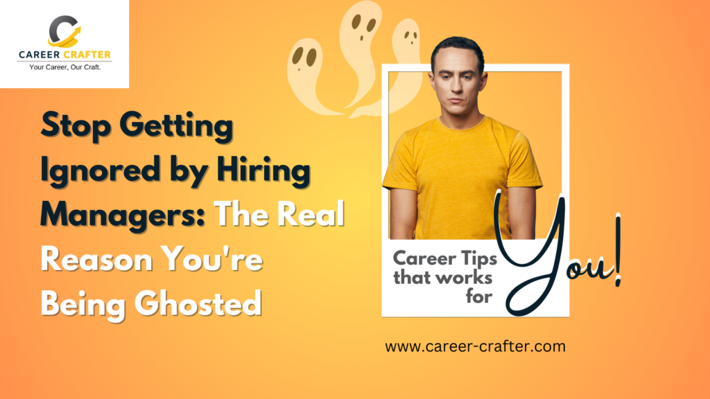 A man looking sad with comical ghost figures in the background. The ghosts represent the feeling of being "ghosted" by employers during the job search process